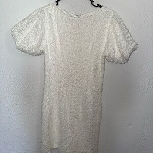 VICI White puff sleeve textured Dress